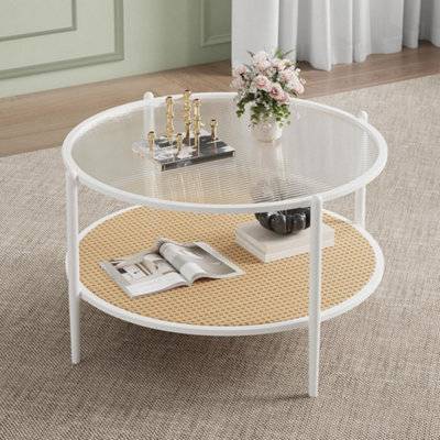 B&Q 30 Inch Round Rattan Coffee Table Storage Coffee Table