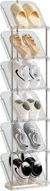 B&Q 6 Tier Sloping Narrow Clear Shoe Rack Shoe Rack