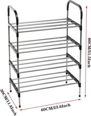 B&Q 4 Tier Metal Shoe Rack Storage Organizer Shoe Rack