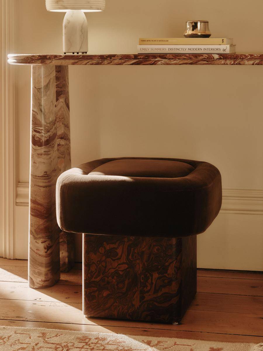 Soho Home Ralph Velvet Chocolate Footstool Foot Stool