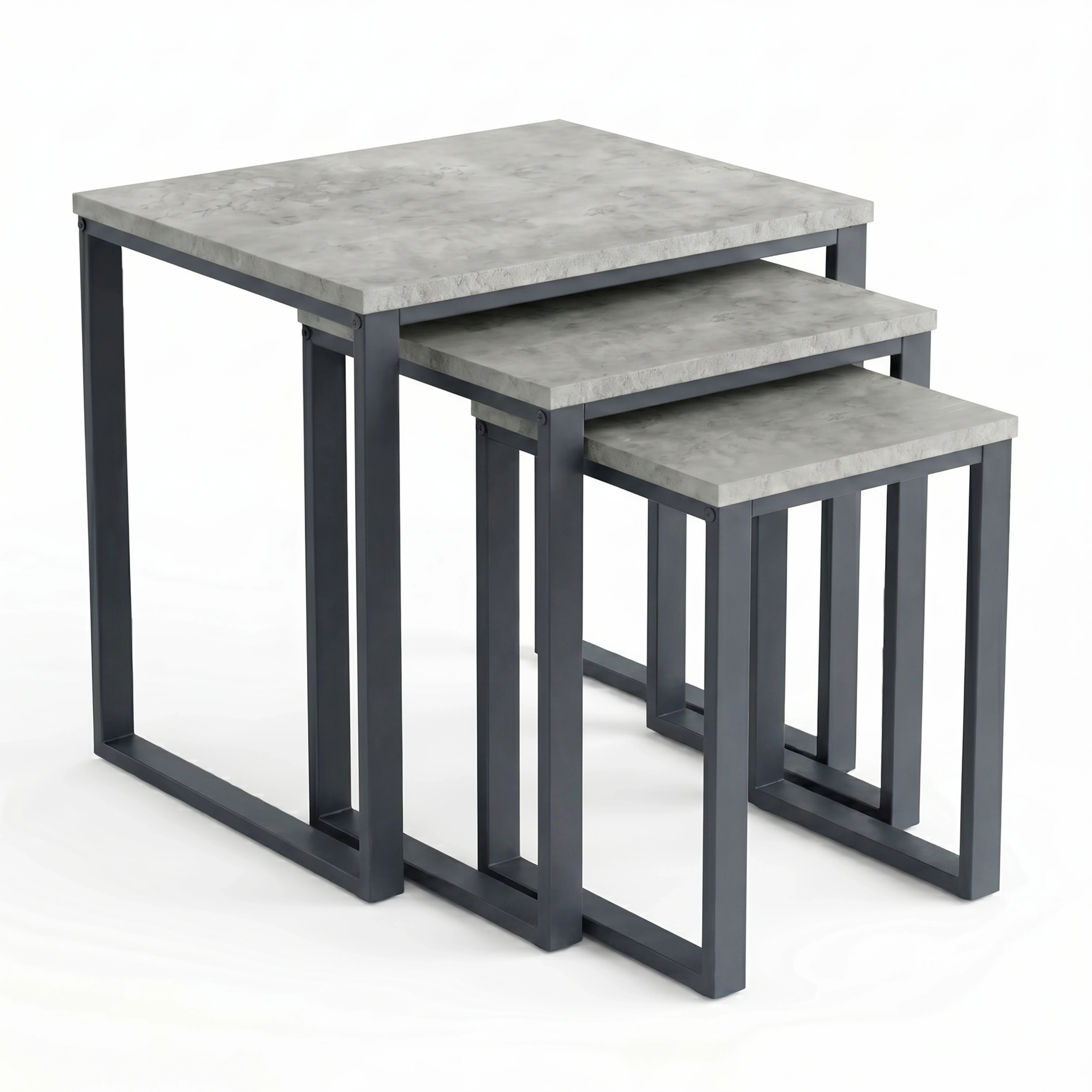 Nest of tables white DHS Stackora Nest Of Tables Set 3 Metal Frame Nesting Table 3pcs