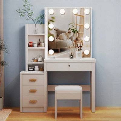 B&Q Dressing Table With Drawers Mirror Stool Set Dressing Table