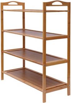 B&Q 4 Tier Bamboo Shoe Rack Storage Shelf Organiser Shoe Rack
