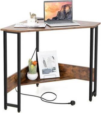 B&Q Corner Computer Desk With Power Outlet Writing Desk