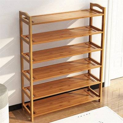 B&Q 6 Tiers Bamboo Shoe Rack Organiser Shoe Rack