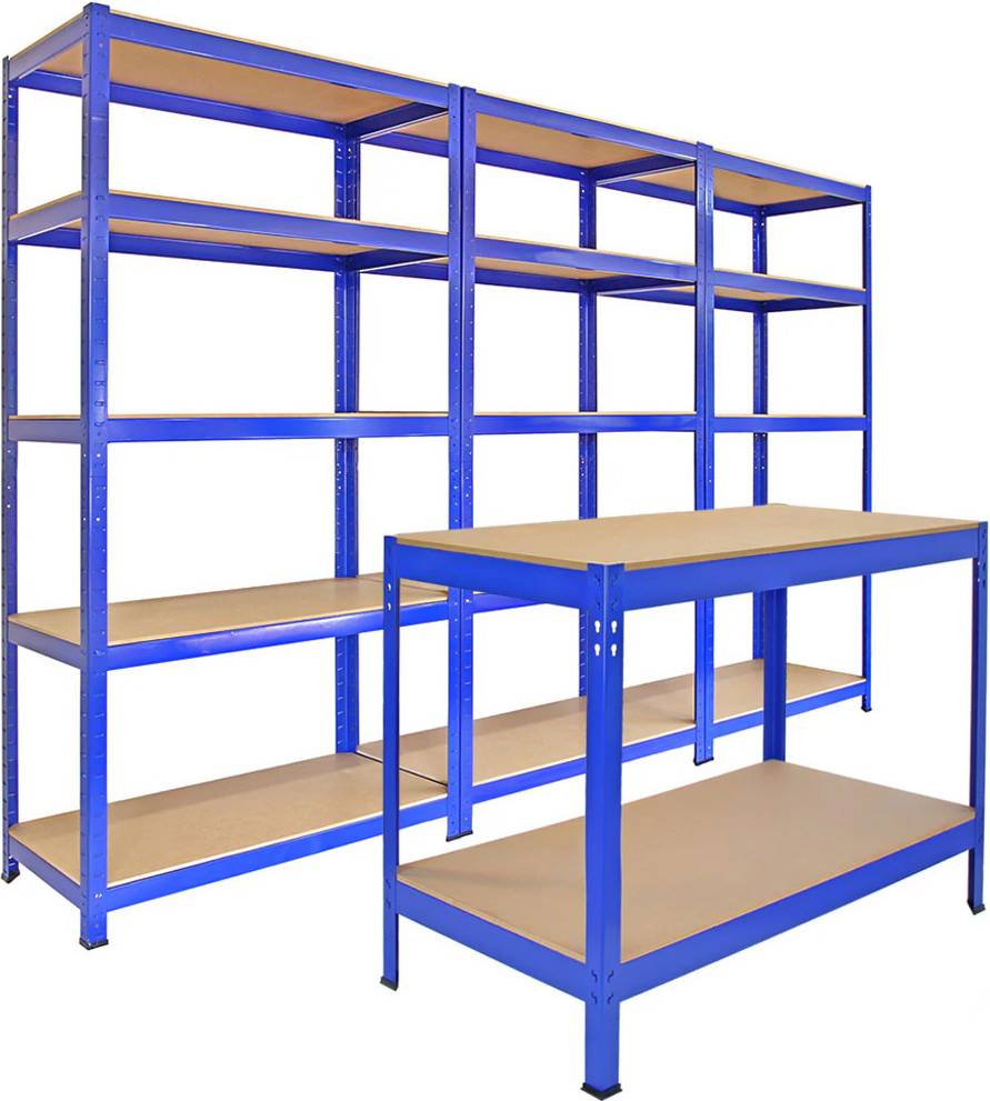 MonsterShop T-Rax Blue Shelving Rack Set 4 Shelving System