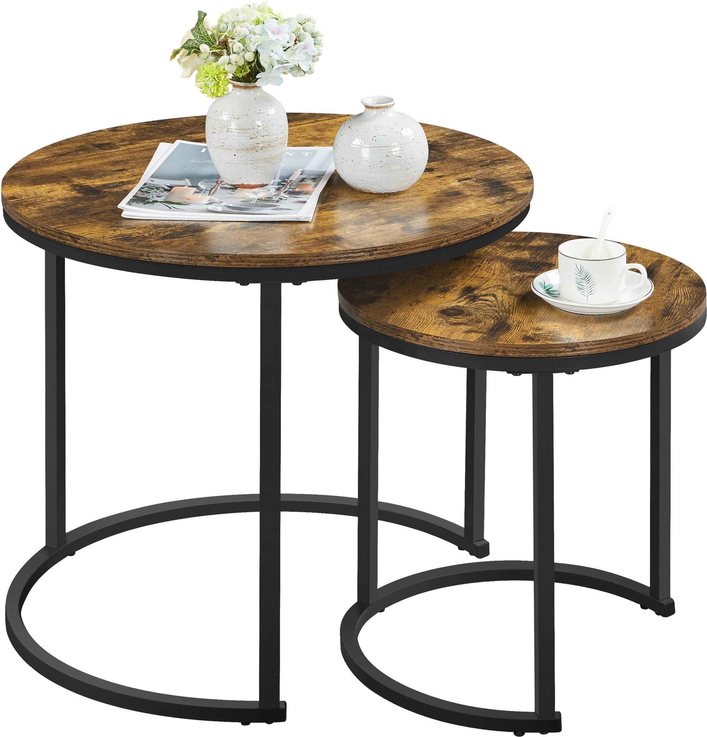 Round nest of tables Yaheetech Round Nesting Coffee Tables Set 2 Nesting Table 2pcs