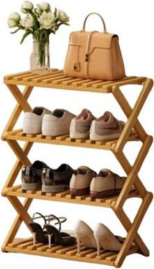 B&Q 4 Tier Bamboo Shoe Rack Shoe Rack
