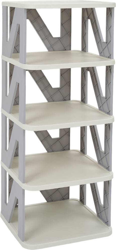 H&O Direct 4 Shelf Foldable Plastic Shoe Rack Shoe Rack 66.5x24cm