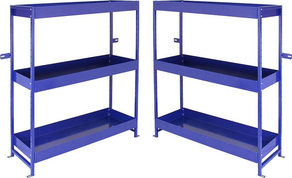 MonsterShop 3 Shelf Blue Lightning Metal Van Shelving Rack Set Shelving System
