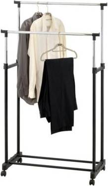 Vivo Double Adjustable Coat Garment Hanging Rail Rack Clothes Rack