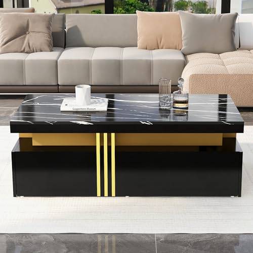 Coffee Table With Marble Pattern Top