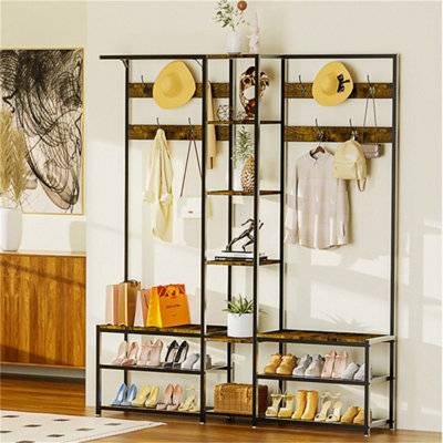 B&Q Corner Hall Tree Coat Rack Stand Shoe Rack