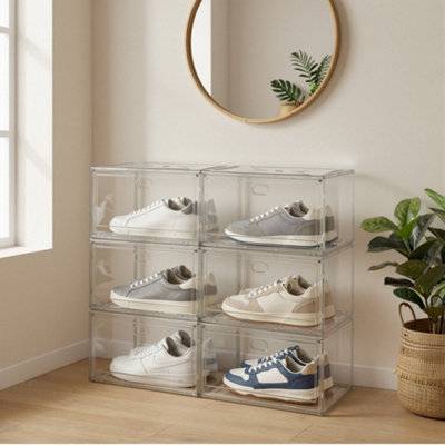 Songmics Pack Of 6 Stackable Shoe Boxes Shoe Rack