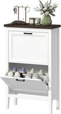 Homcom Shoe Cabinet With 2 Flip Drawers Shoe Rack