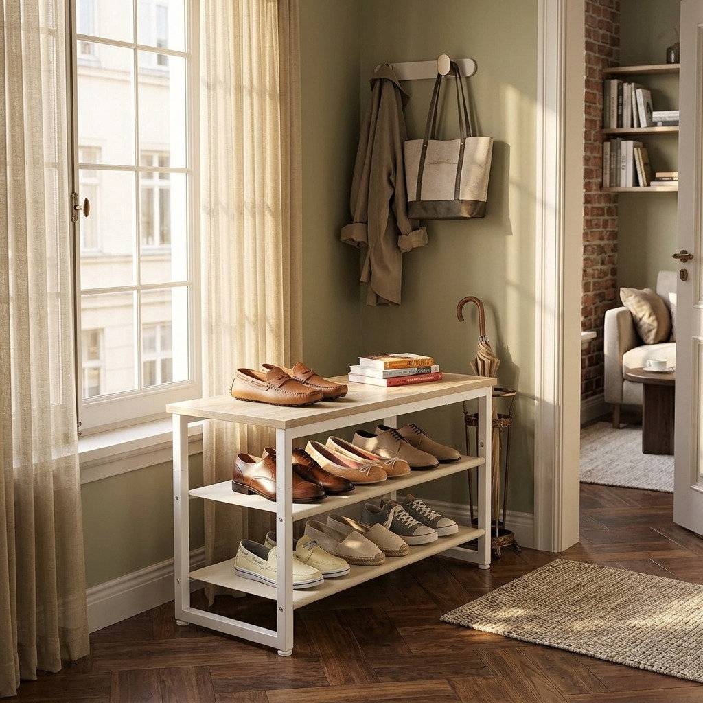 Brayden Studio 9 Pair Shoe Rack White Shoe Rack 9pcs