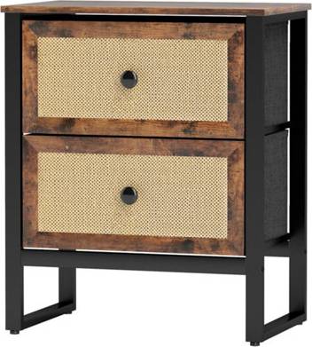 B&Q Bedside Table With 2 Rattan Drawers Steel Legs Bedside Table