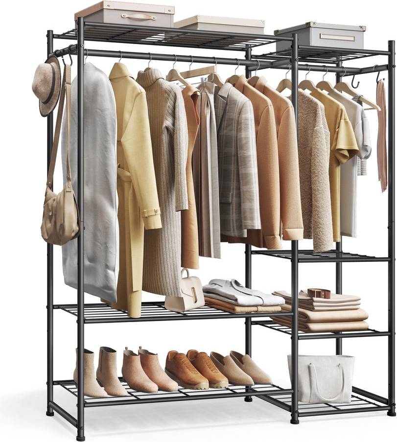 Songmics Metal Clothes Rack With Shelves 30L Clothes Rack