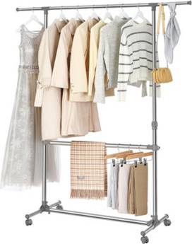 Songmics Double Clothes Rail With Extendable Top Rail Clothes Rack