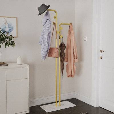 B&Q Gold Clothes Rack Dual Pole Coat Garment Stand Clothes Rack