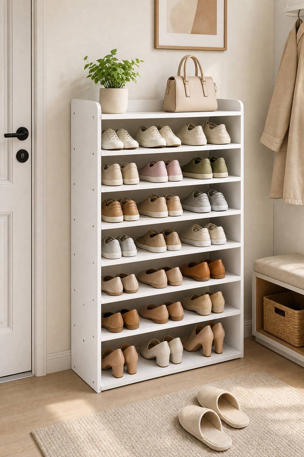 Garden Sanctuary 8-Tier Open Design Shoe Rack White Shoe Rack