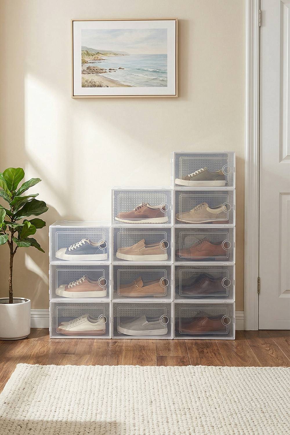 Garden Sanctuary 12x Stackable Shoe Storage Box Shoe Rack