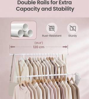 Songmics Double Garment Rack With Wheels Clothes Rack