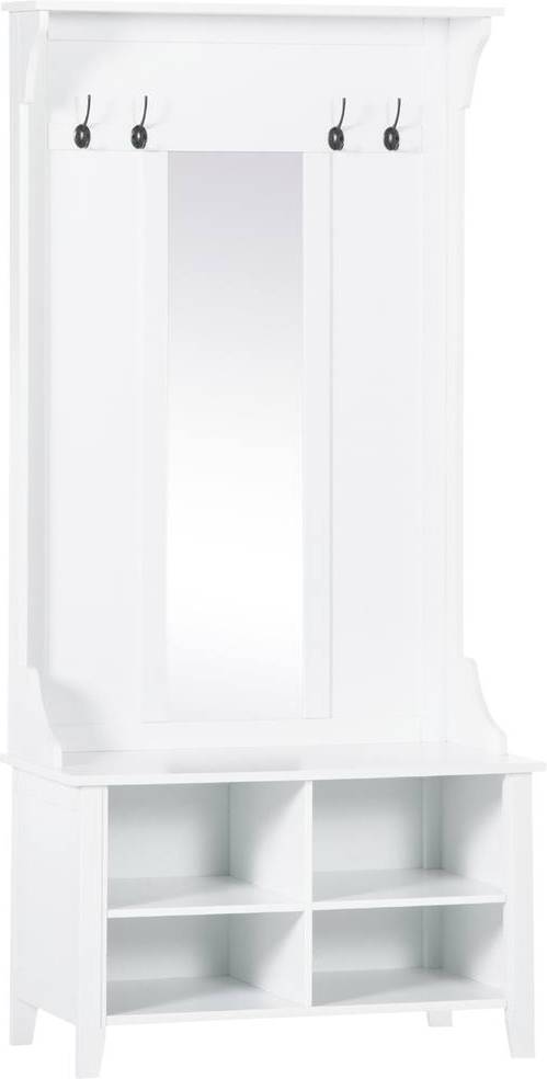 Homcom Hallway Furniture Set Shoe Bench Storage Mirror Shoe Rack