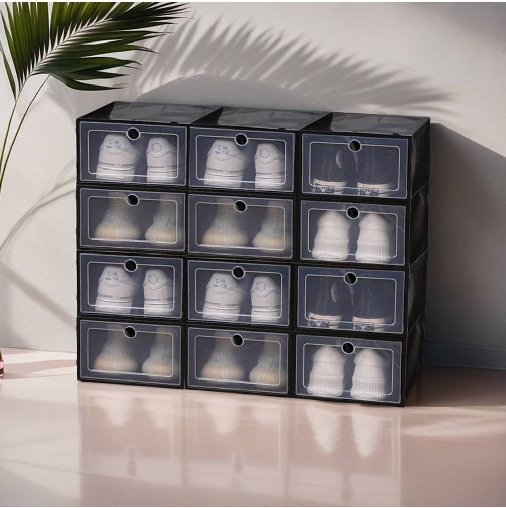 Living and Home Foldable Stackable Shoes Storage Boxes Shoe Rack 12pcs