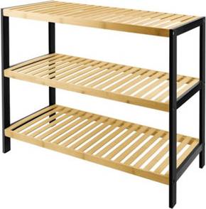B&Q 3-Tier Bamboo Shoe Storage Rack Shoe Rack