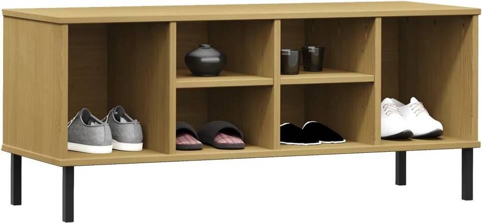 Berkfield Home Shoe Rack with Metal Legs Brown Shoe Rack