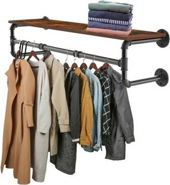 B&Q 100cm Pipe Clothes Rail Wall Mounted Garment Hanging Rack Clothes Rack