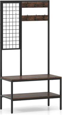 B&Q Industrial Coat Rack With Shoe Bench And Hanging Hooks Shoe Rack