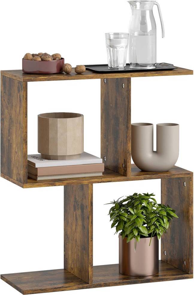 Homcom Rustic Brown Side Table with Storage Shelves Small Table