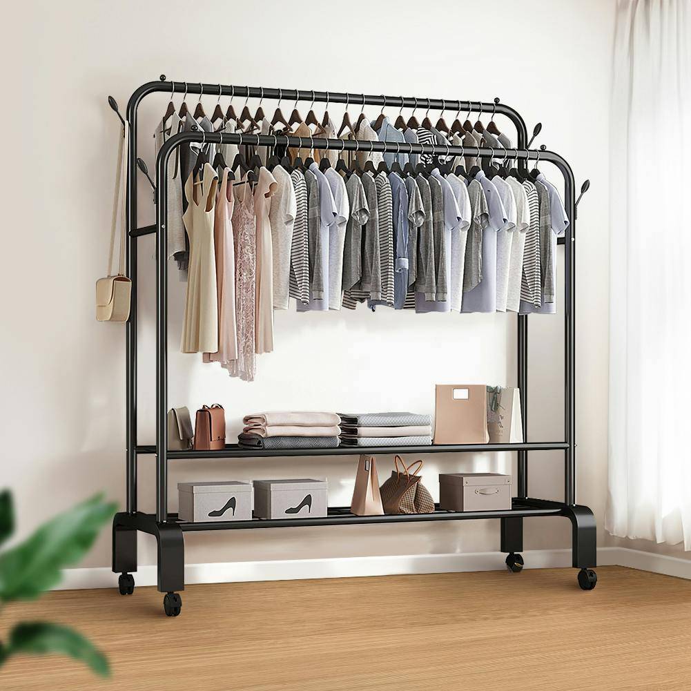 Living and Home 2-Rod Clothes Rack Garment Holder Clothes Rack 150x162cm