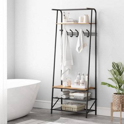B&Q Metal Coat Rack With Shoe Bench Hooks Shoe Rack