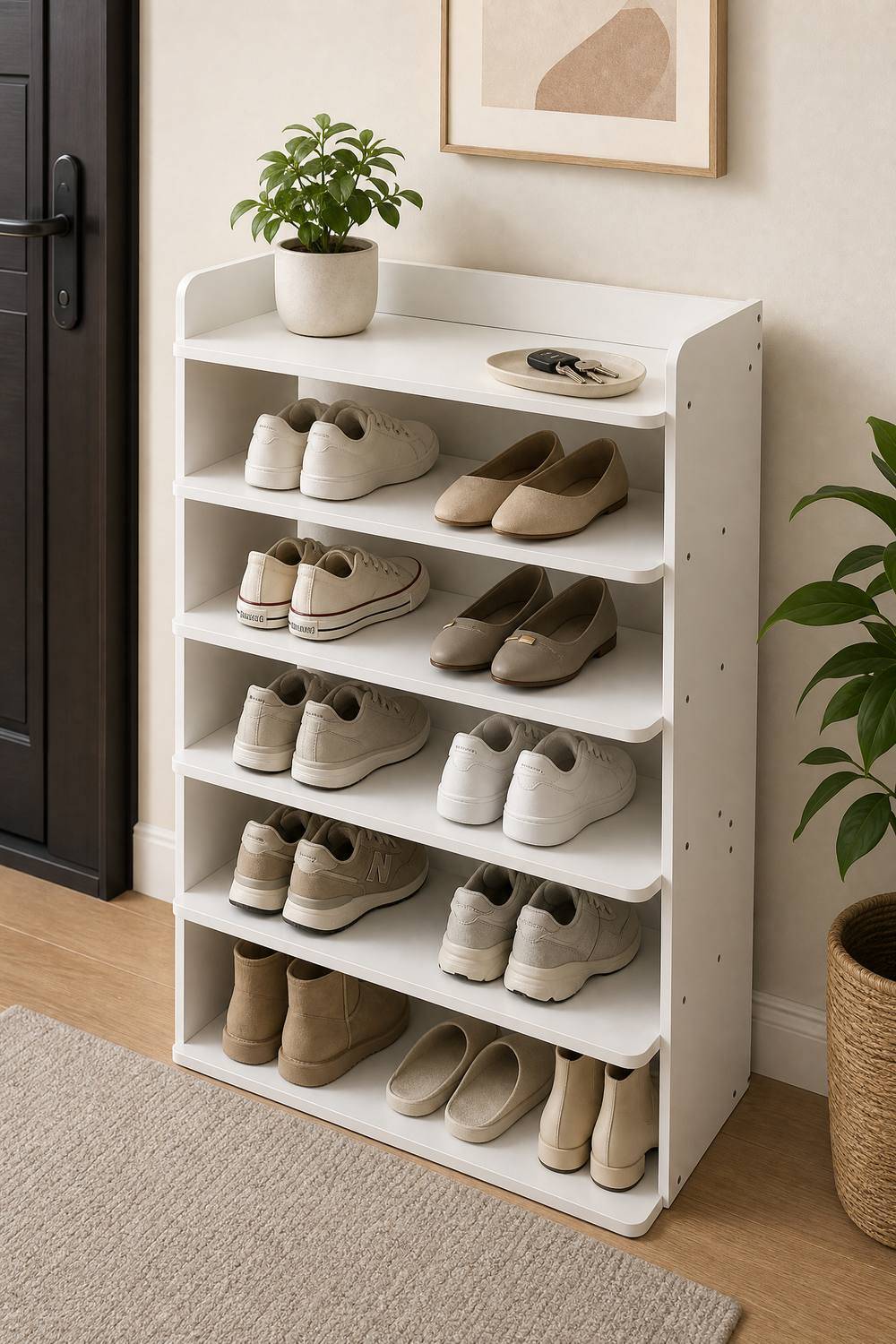 Garden Sanctuary 6-Tier Shoe Rack White Shoe Rack