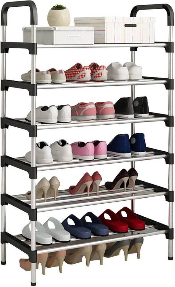 NESTLUNE Large 6 Tier Shoe Rack Silver Shoe Rack