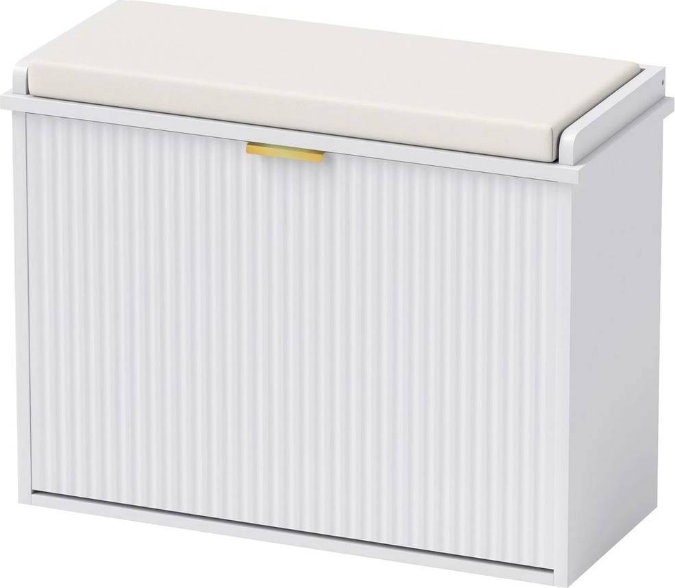 NESTLUNE Shoe Storage Bench With Cushion White Shoe Rack