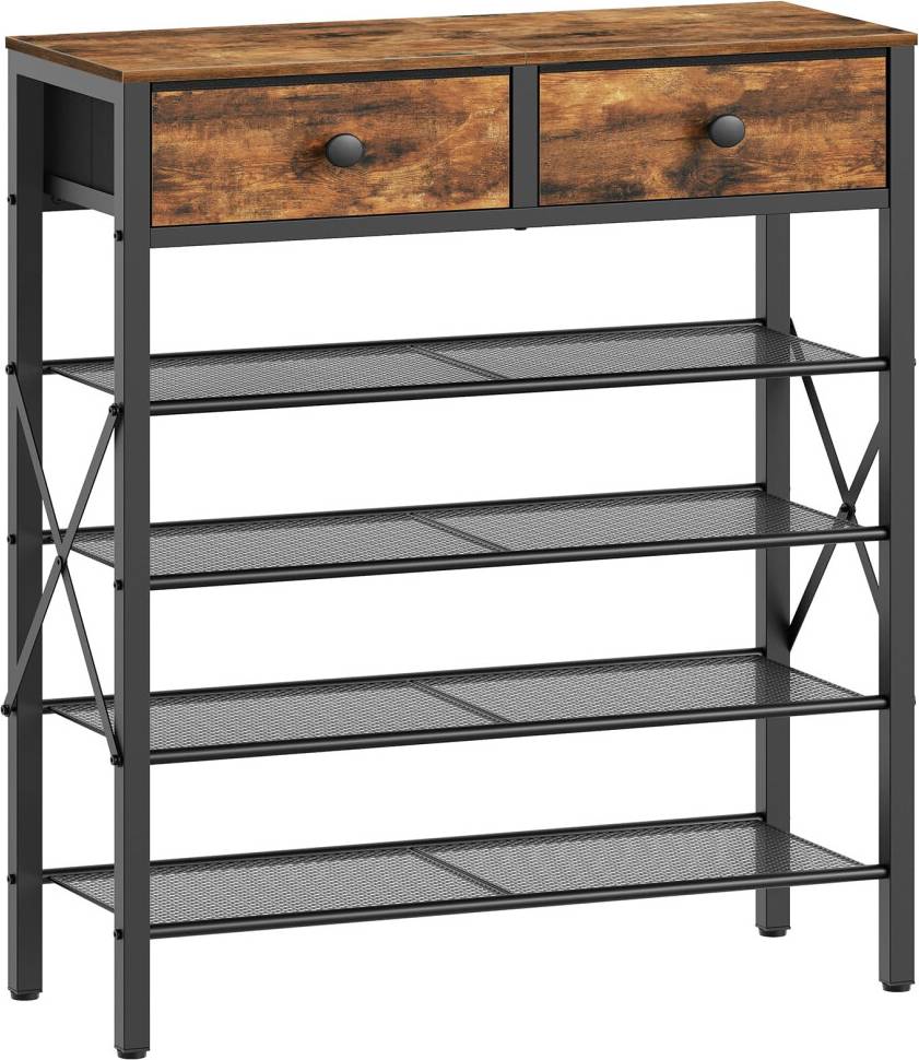 YATINEY Shoe Rack With Drawer 4-Tier Mesh Shelf Shoe Rack