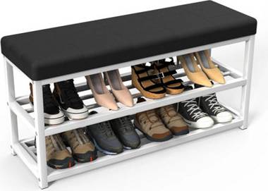 B&Q 2 Tier Shoe Storage Bench Organiser Rack Shoe Rack