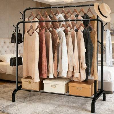 B&Q Double Clothes Rail Hanging Rack Clothes Rack