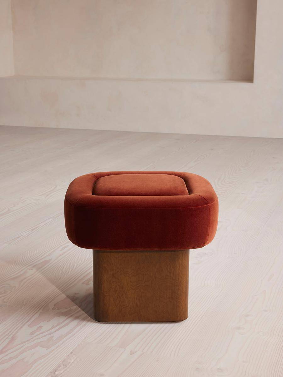 Soho Home Ralph Velvet Footstool Rust Foot Stool