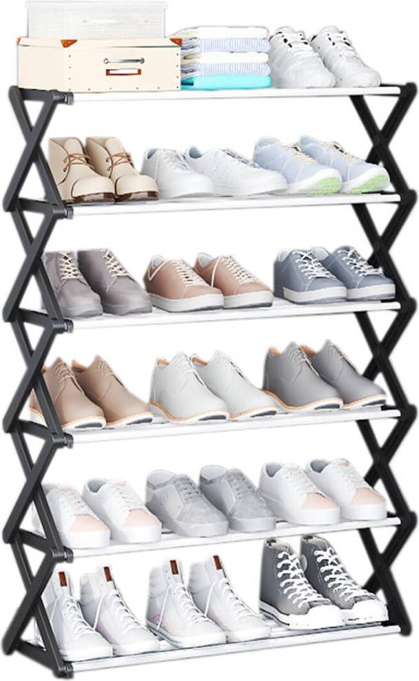 Living and Home 6 Tier Black Foldable Shoe Rack Shoe Rack