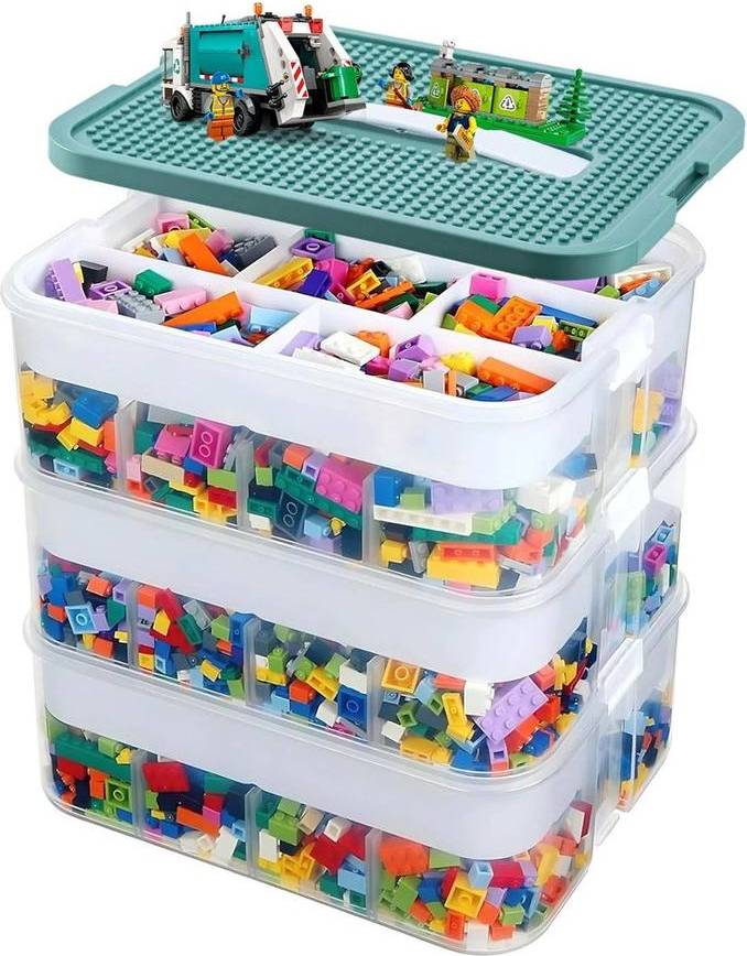 Green Storage Boxes 3-Tier Stackable