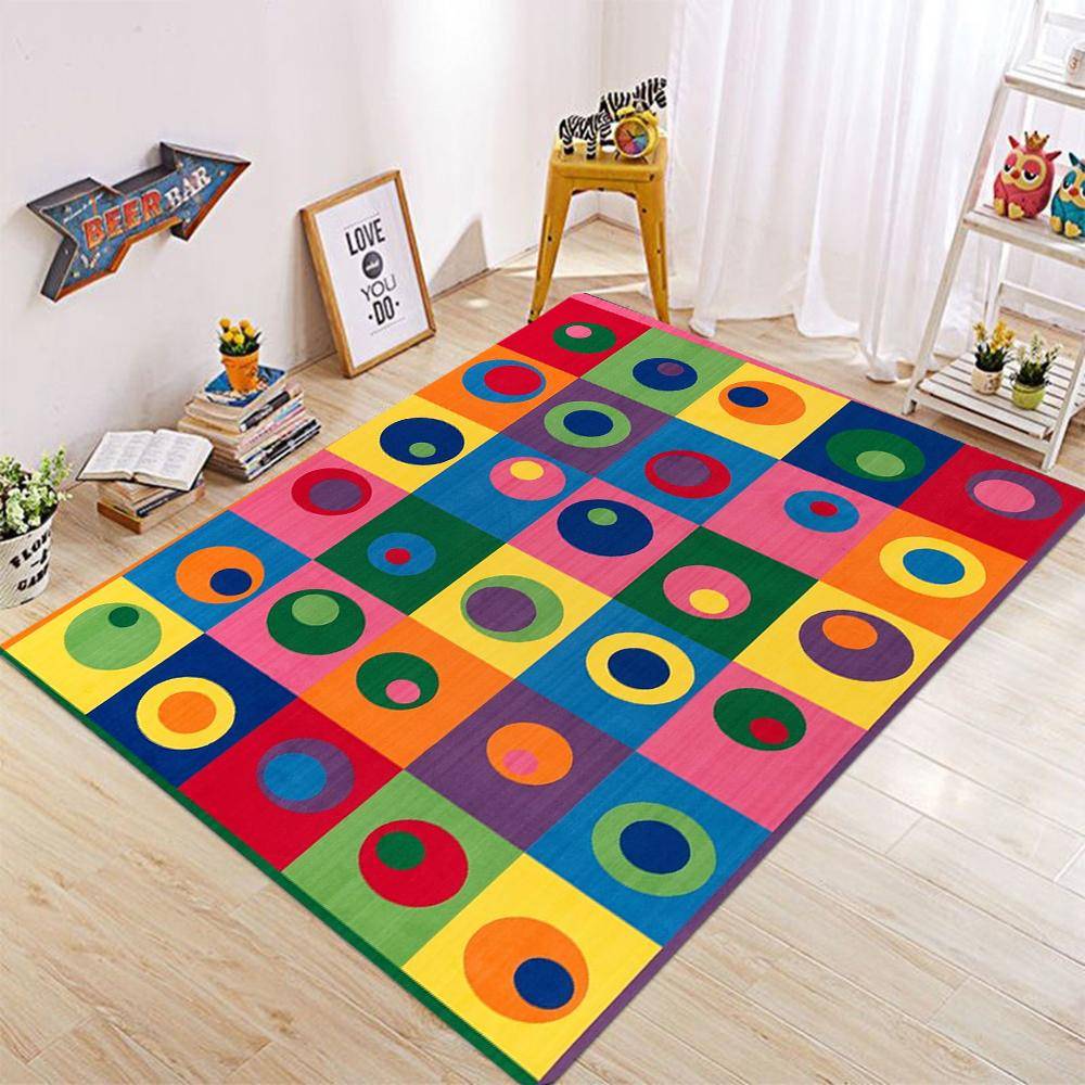 Silly Circles Colorful Abstract Children's Classroom Seating Rug