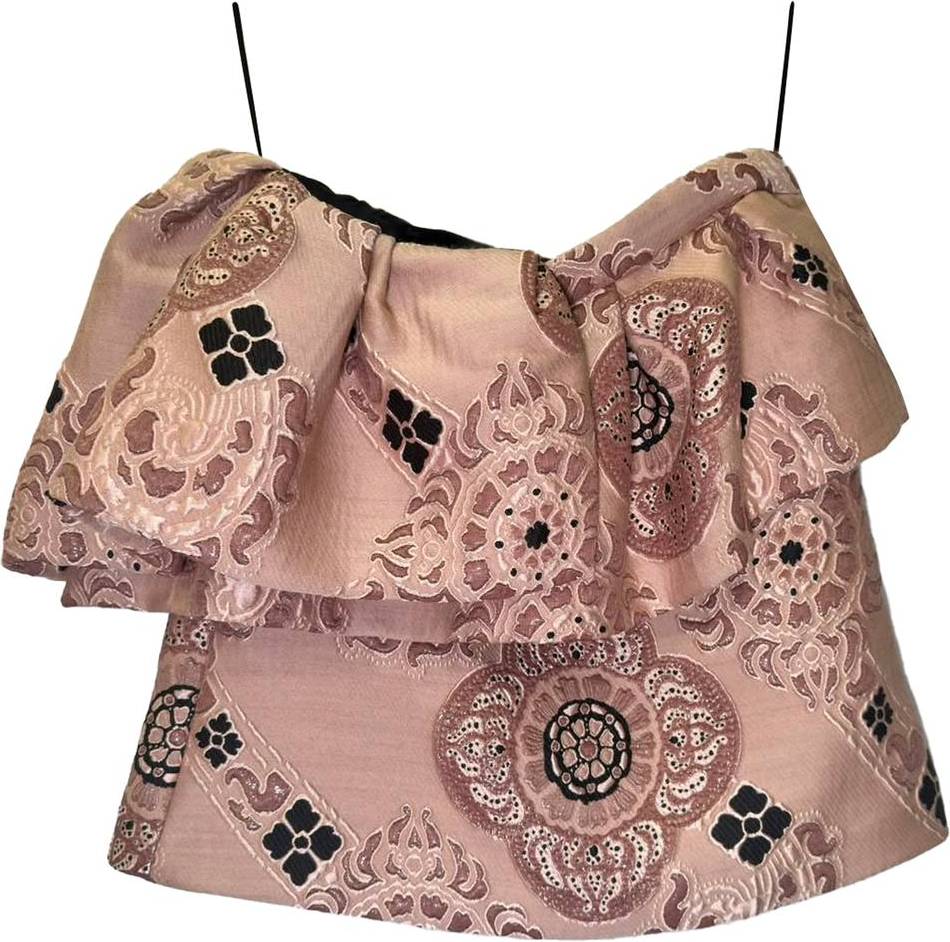 Dries Van Noten Preloved Strapless Ruffled Top Pink Polyester - Rose