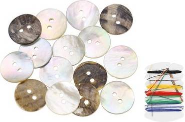 Sewing kit Uxcell 25pcs 2 Hole 18mm Natural Shell Button With Sewing Thread Kit