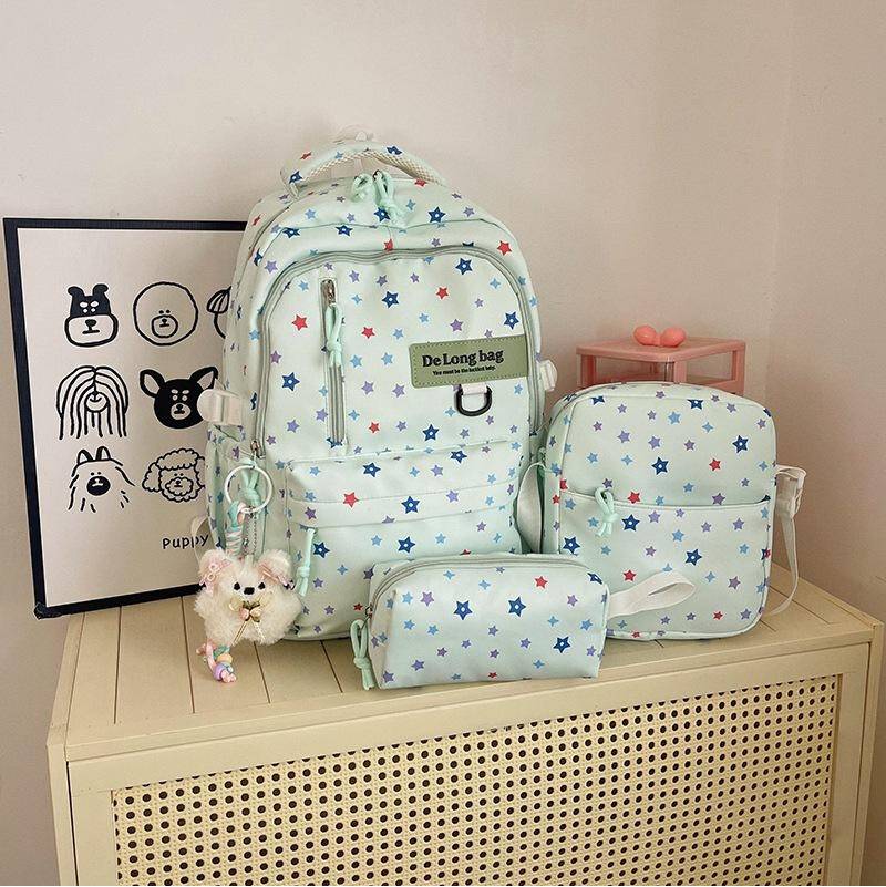 Star Pattern Backpack Set - Multicolour