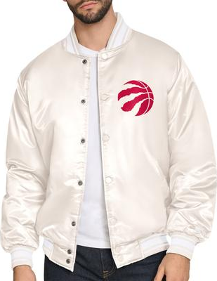 Starter Cream Toronto Raptors Double Team Satin Varsity Jacket